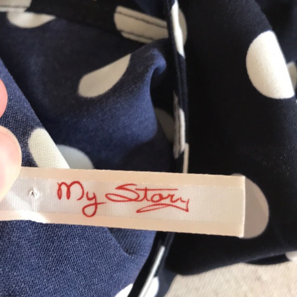 My Story - polka dot navy top with open back - XS - Picture 6 of 6